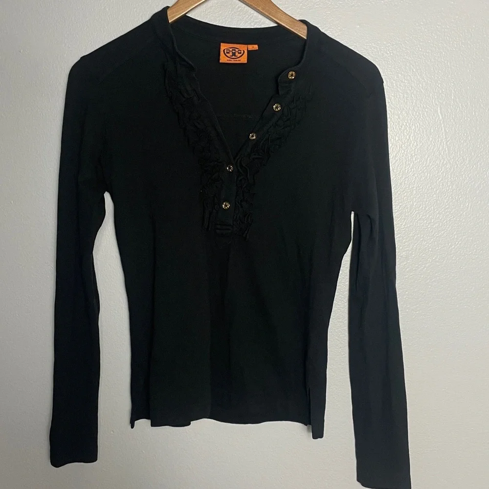 Tory Burch Rommily Black Long Sleeve Shirt Size‎ S